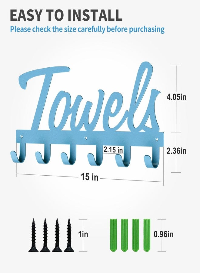 Livelab Towel Rack, Towel Racks for Bathroom Wall Mounted, 6 Hooks Blue Metal Towel Holder for Bathroom Space Saving, Waterproof Rustproof Easy Install Bathroom Decor Towel Hanger Organizer - Image 3