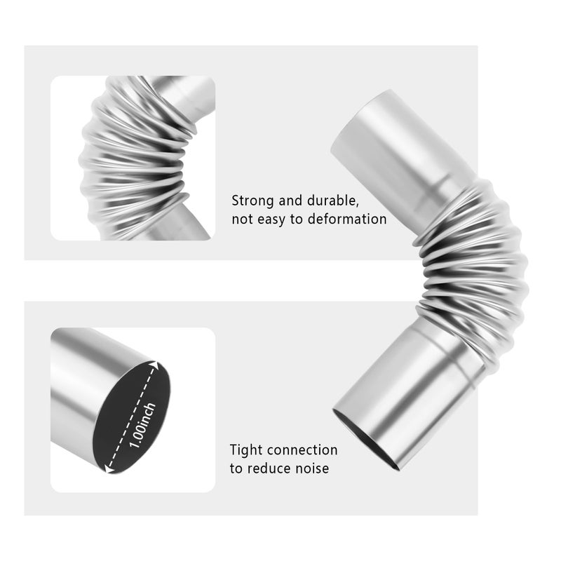 Stacool 2PCS Air Parking Diesel Heater Exhaust Pipe,Stainless Steel 24mm Flexible Exhausts Pipe with Clamps,Diesel Heater Accessories Generator Exhaust Extension for Diesels Air Heaters (2PCS) - Image 3