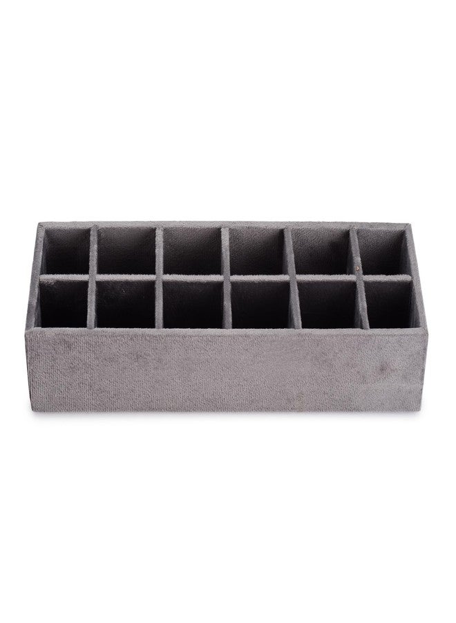 Azyeea Trinket Jewelry Tray for, Earrings, Jhumkas, chains and Other Jewelry, Storage drawer organiser for Home and Closet Organization - 12 Grid (Grey) (12x4x2.3 inch) - Image 2