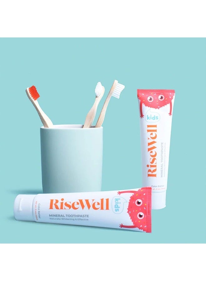 RiseWell Kids Mineral Toothpaste - Kids Hydroxyapatite Toothpaste - Safe to Swallow, Fluoride & SLS Free Toothpaste for Kids - Cake Batter, 3.4 Oz - Image 2