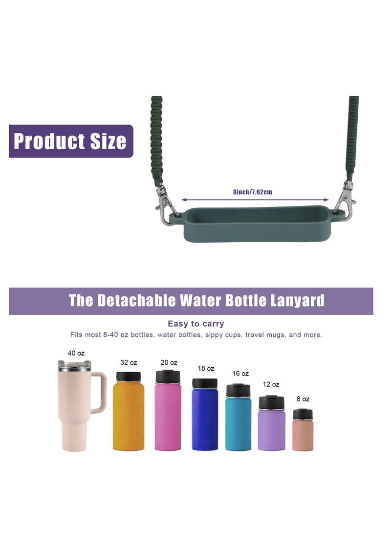 Generic - Water Bottle Handle Strap, 2 PCS Silicone Sling for 8-40oz Bottles, Compatible with Stanley, YETI, Owala, Hydro Flask, Convenient Bottle Carrier, Green - Image 1