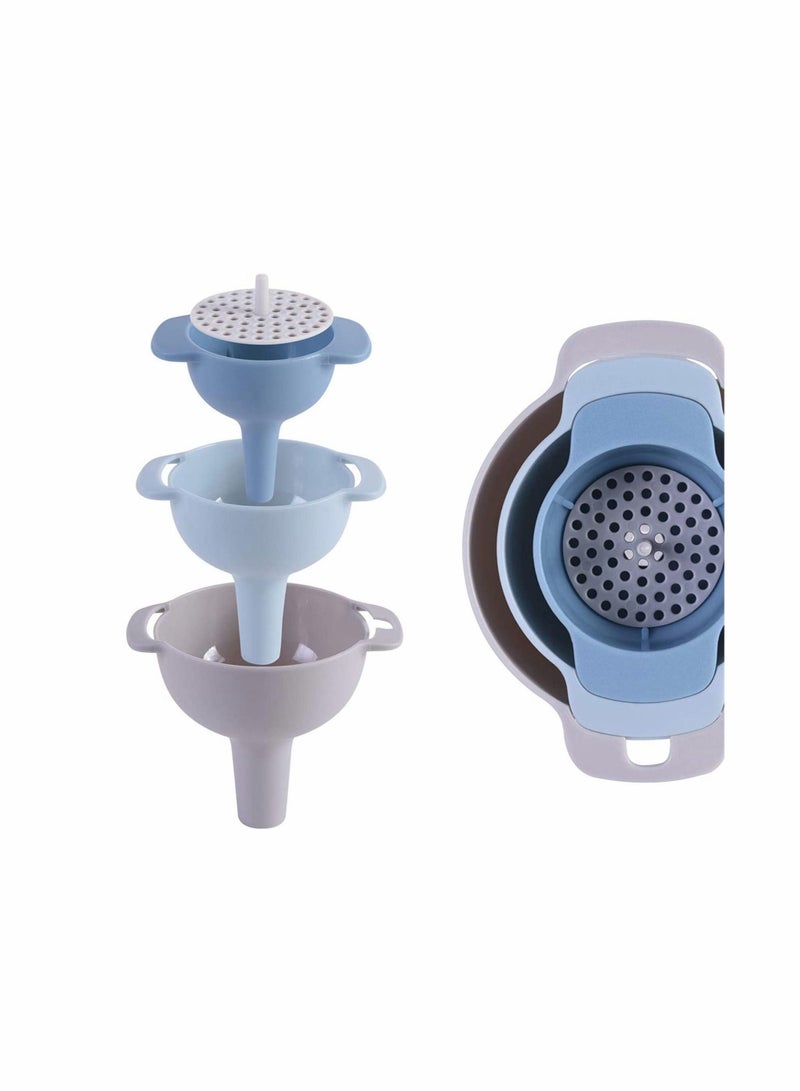 Y&D Funnel, Lakobos Kitchen Funnel 3 in 1, Plastic Funnels for kitchen Use, Filling Bottles, Wide Mouth with Strainer Filter for...  - Image 1