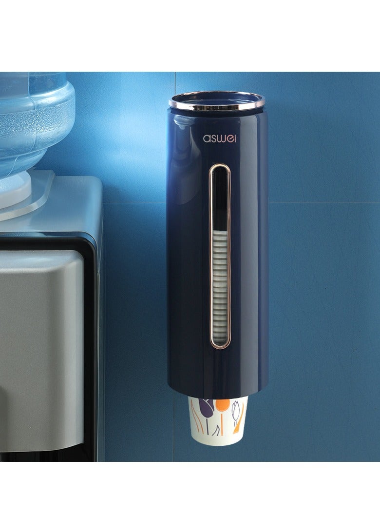 Wall Mounted Cup Dispenser,Pull Type Water Cooler Cup Holder Water Cup Holder Dustproof Plastic for for Home Office Hospital (Blue）  - Image 1