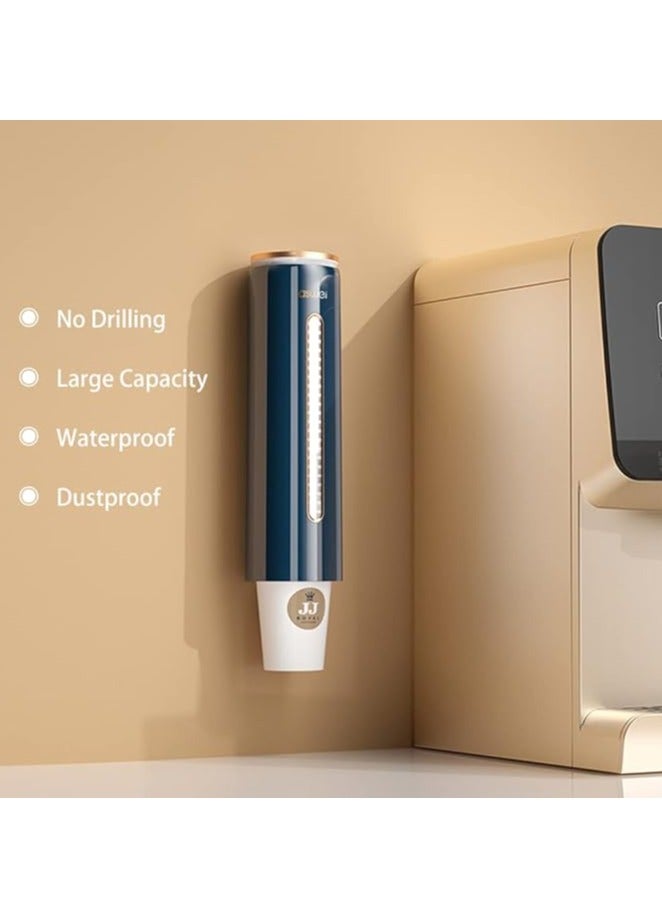 Wall Mounted Cup Dispenser,Pull Type Water Cooler Cup Holder Water Cup Holder Dustproof Plastic for for Home Office Hospital (Blue）  - Image 3