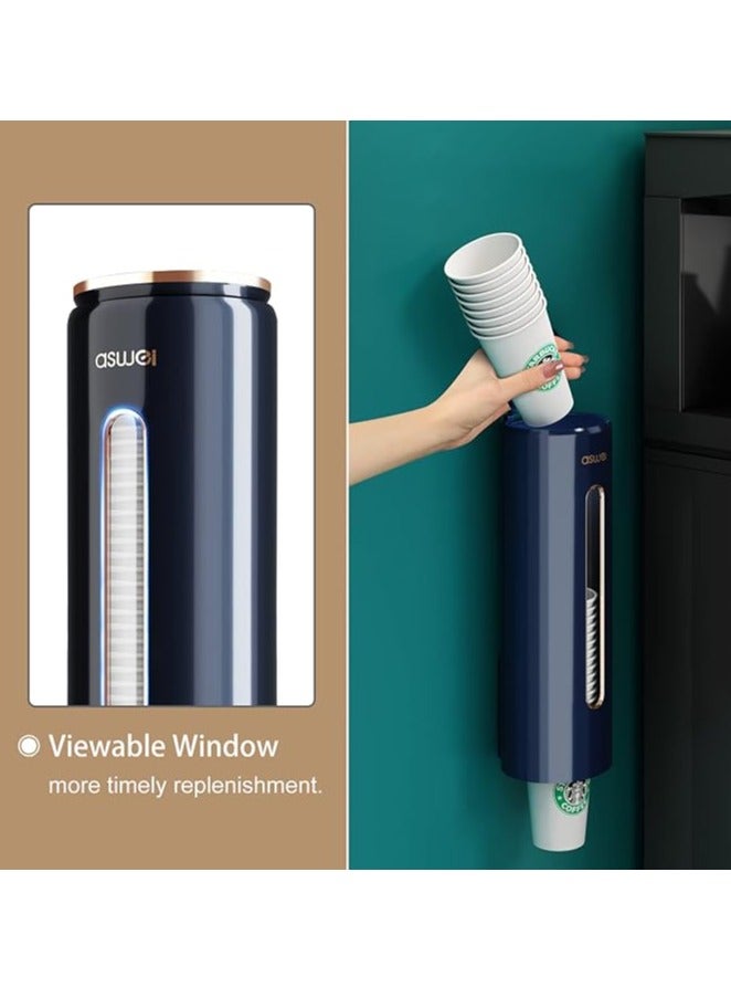 Wall Mounted Cup Dispenser,Pull Type Water Cooler Cup Holder Water Cup Holder Dustproof Plastic for for Home Office Hospital (Blue）  - Image 5