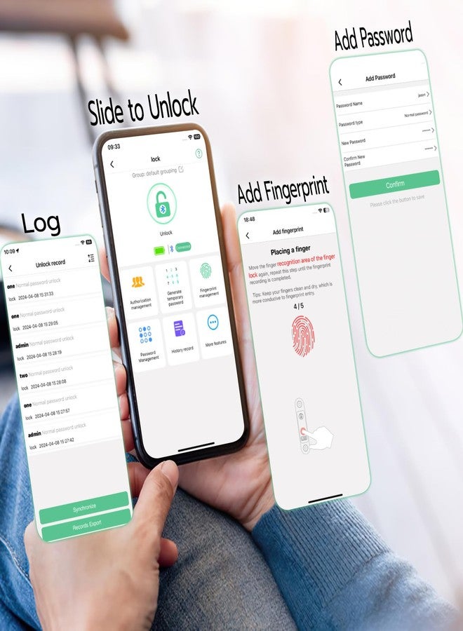Elinksmart Combination Lock eLinkSmart Gym Locker Padlock with 9 Digit Push Button Password Fingerprint APP Unlock Keyless Biometric Security Metal Padlock for Gym and School Lockers Storage Tool Box - Image 4