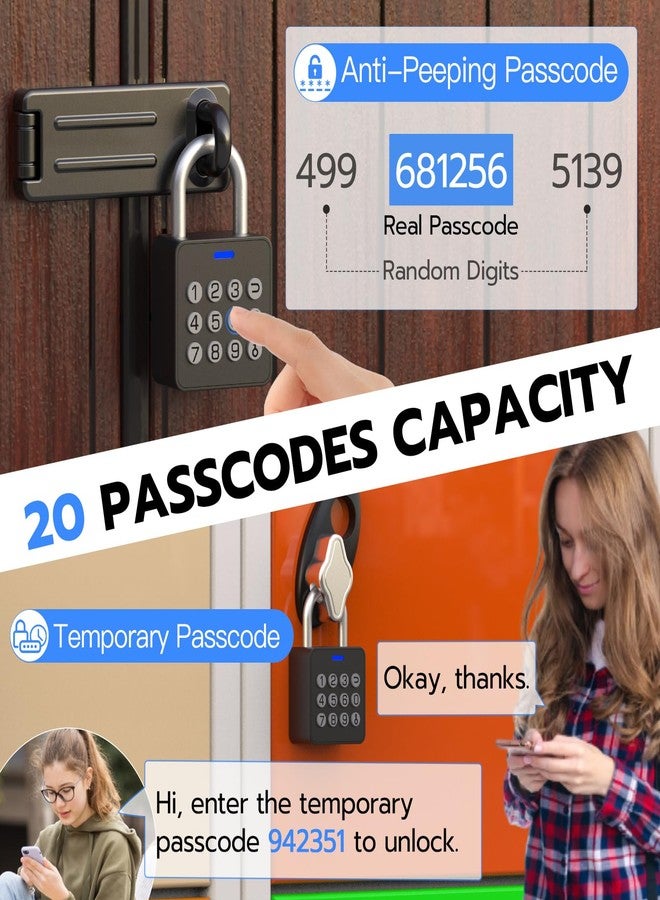 Elinksmart Combination Lock eLinkSmart Gym Locker Padlock with 9 Digit Push Button Password Fingerprint APP Unlock Keyless Biometric Security Metal Padlock for Gym and School Lockers Storage Tool Box - Image 3