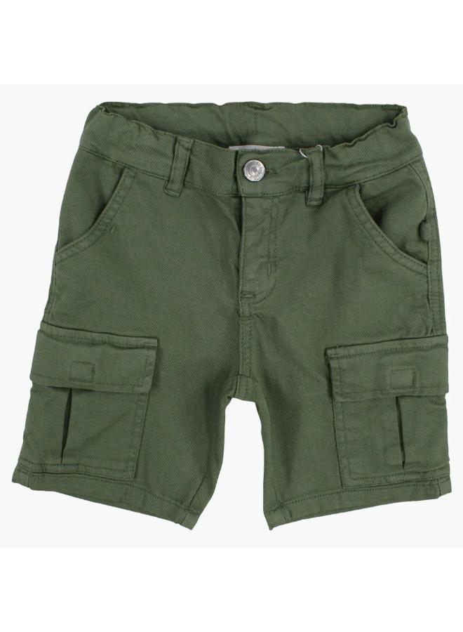 Boys Gabardine Cargo Shorts – Olive - Image 1