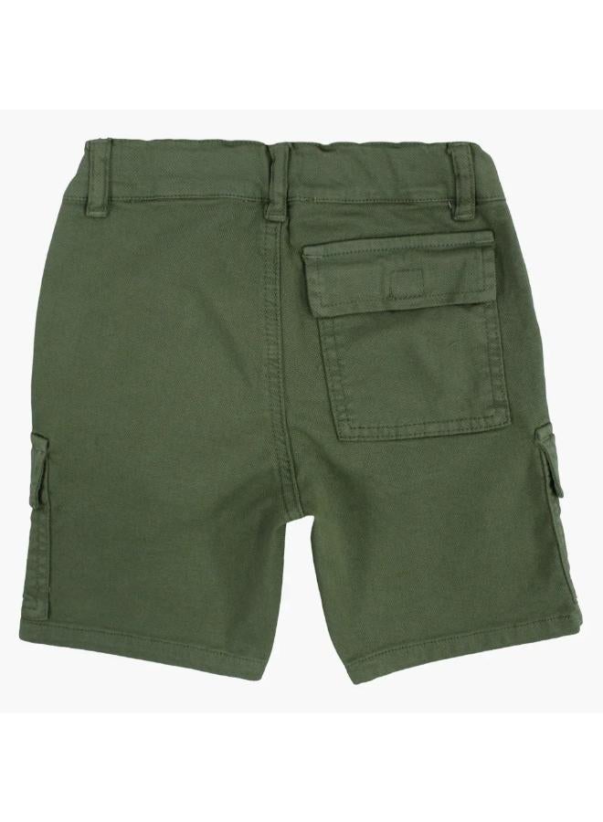 Boys Gabardine Cargo Shorts – Olive - Image 2