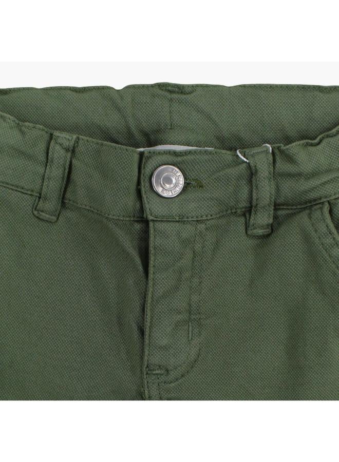 Boys Gabardine Cargo Shorts – Olive - Image 3