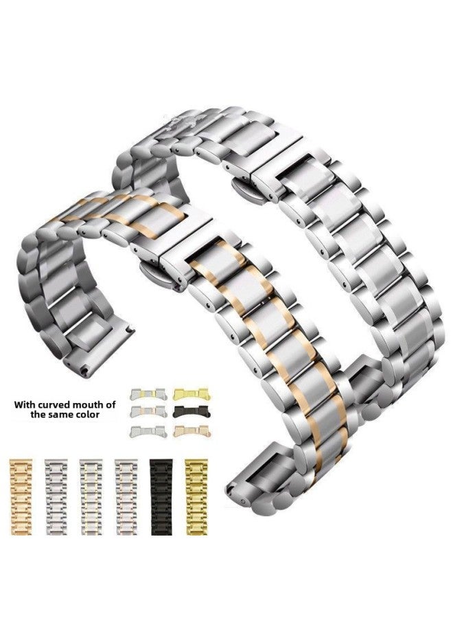 For Huawei GT2/GT2ProB3/B6/B5 Strap Five Bead Butterfly Buckle Xiaomi Color2 Solid Watch Chain-Color:Five-bead Silver [free Quick Release Raw Ear + Meter Adjuster] - Huawei Gt2pro [22mm]