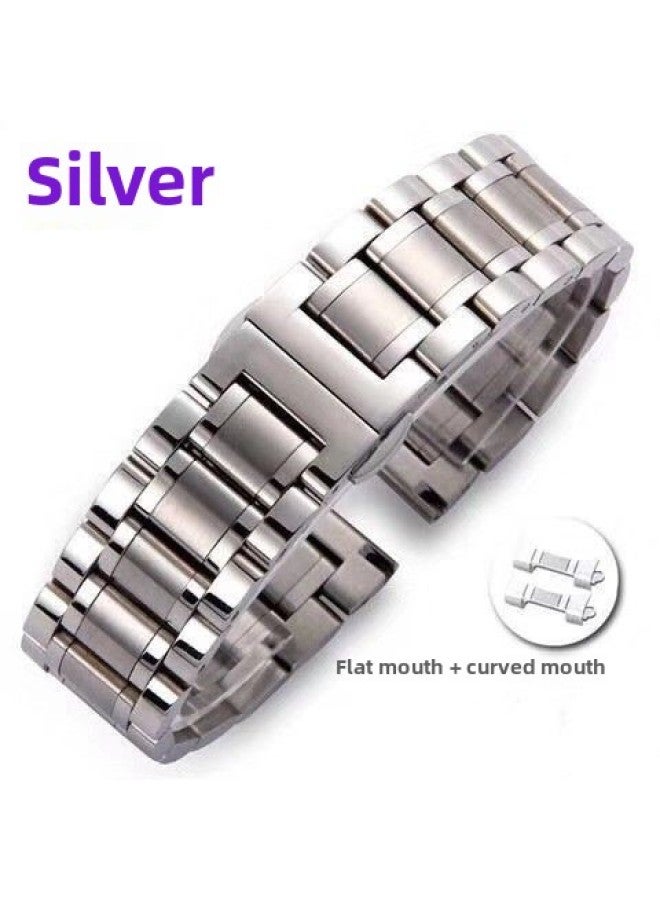 For Huawei GT2/GT2ProB3/B6/B5 Strap Five Bead Butterfly Buckle Xiaomi Color2 Solid Watch Chain-Color:Five-bead Silver [free Quick Release Raw Ear + Meter Adjuster] - Huawei Gt2pro [22mm]