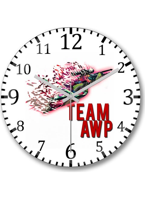 Print Shop Cs Go Counter Strike Team Awp Wall Clock Curved Real Glass