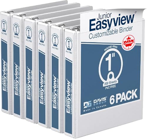 Davis Group Easyview Junior Mini Binder, 1-Inch 3-Ring Binder, Premium Small Clear-View, 8.5"x5.5", White - Image 1
