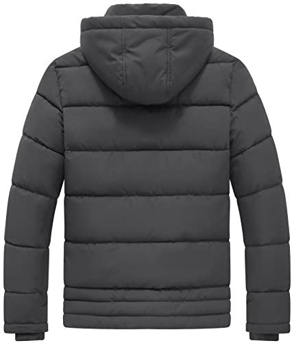 GGleaf Men's Hooded Winter Coat Warm Puffer Jacket Thicken Quilted Jacket Large Grey - Image 2