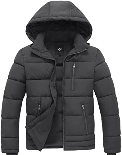 GGleaf Men's Hooded Winter Coat Warm Puffer Jacket Thicken Quilted Jacket Large Grey - Image 1