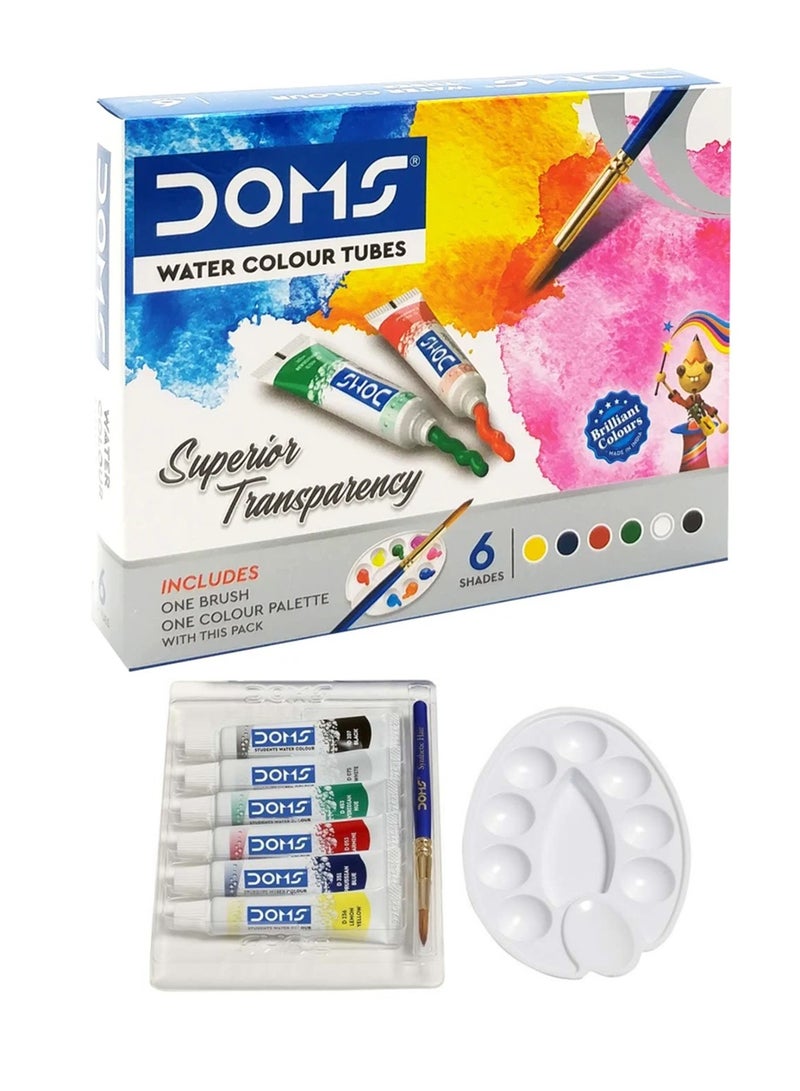 DOMS 6-Shade Watercolour Tubes With A Brush And A Painting Palette - Image 1