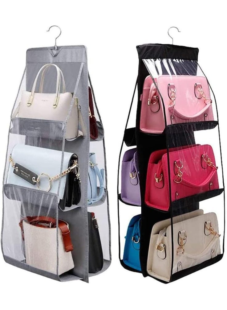 6 Pockets Storage Anti-dust Cover Clear Bag Holder & Closet Organizer, Assorted Colors, Large - Image 1