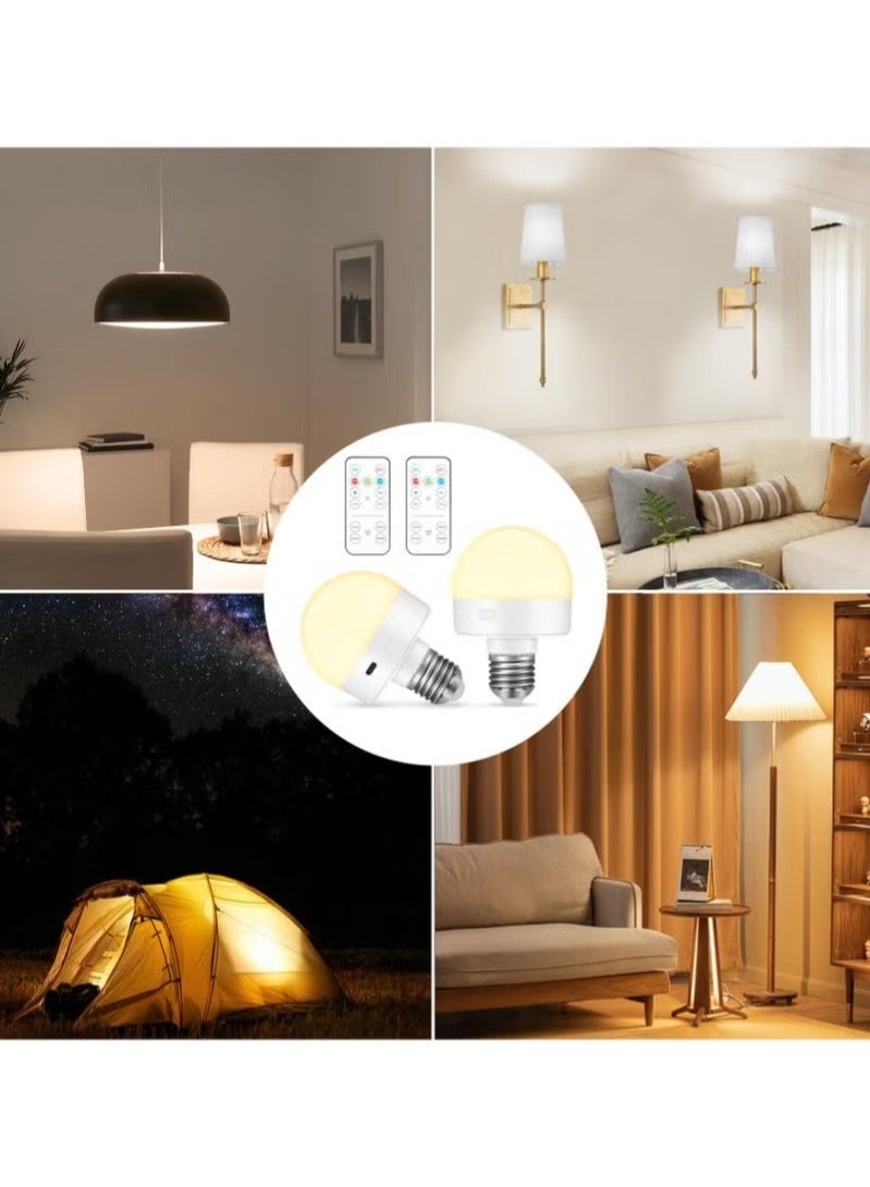 Arabest عبوة 2 لمبات LED E27، لمبات قابلة للتعتيم وإعادة الشحن مع جهاز تحكم عن بعد، 3 درجات حرارة للون، وظيفة توقيت، لمبات تعمل بالبطارية قابلة للفصل والمغناطيسية - Image 3
