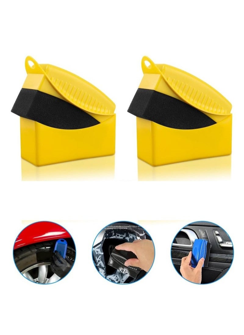 Generic 2 Pcs Tire Contour Dressing Applicator, Car Wheel Dressing Shine Sponge with Lid, Polishing Sponge Wax Buffing Pads for Auto, Foam Brush with Cover, Automotive Cleaning Accessories (Yellow)  - Image 1