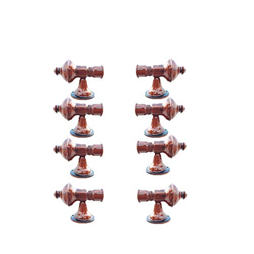 SAI PRASEEDA Metal Curtain Brackets Holder for Doors and Windows (XXL, Teak Wood Colour) - 4 Pairs/8 Pieces - Image 1