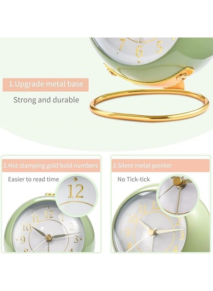 Analog Alarm Clocks,Retro Backlight Cute Simple Design Small Desk Clock with Night Light,Silent Non-Ticking,Battery Powered,for Kids,Bedroom,Travel,Kitchen,Bedside Desktop.  - Image 3