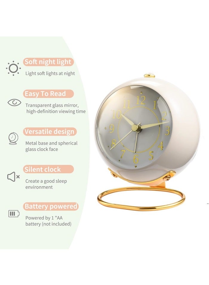 Analog Alarm Clocks,Retro Backlight Cute Simple Design Small Desk Clock with Night Light,Silent Non-Ticking,Battery Powered,for Kids,Bedroom,Travel,Kitchen,Bedside Desktop.  - Image 4