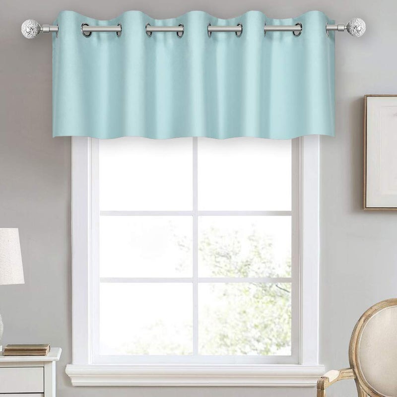 DECOVSUN Aqua Valances for Kitchen Windows with Grommet 70W x18L Solid Blackout Thermal Insulated Short Straight Drape Valance for Bedroom 1 Panel