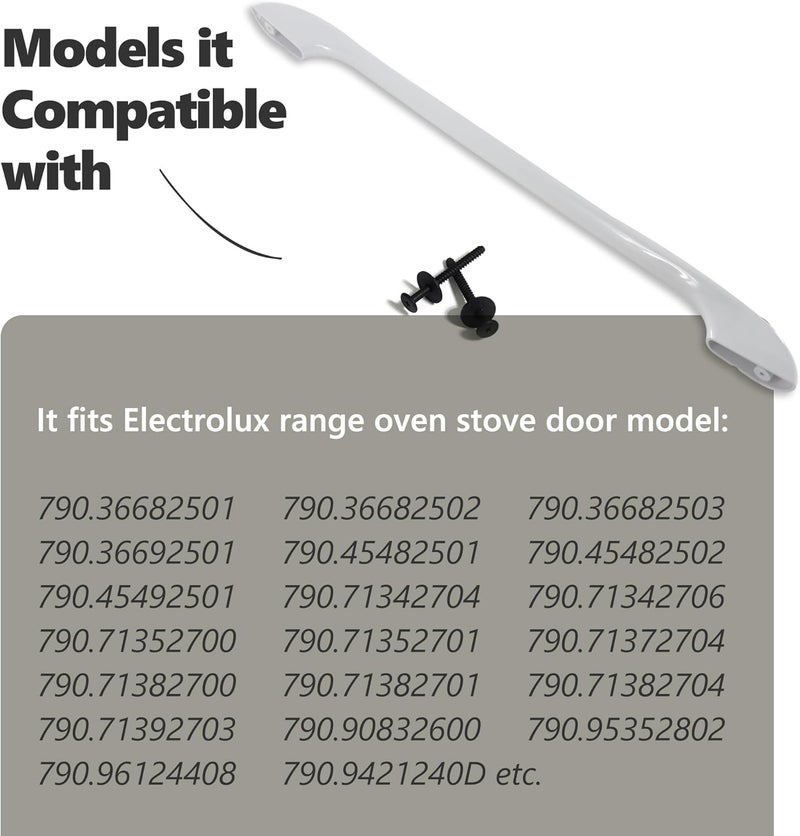 مقبض باب الفرن رقم 316443601، قابل للاستبدال، متوافق مع منتجات Kenmore وElectrolux وFrigidaire، يناسب مواقد المطابخ، ويحتوي على 2 مسمار لمقبض باب الفرن رقم 316433300. - Image 3