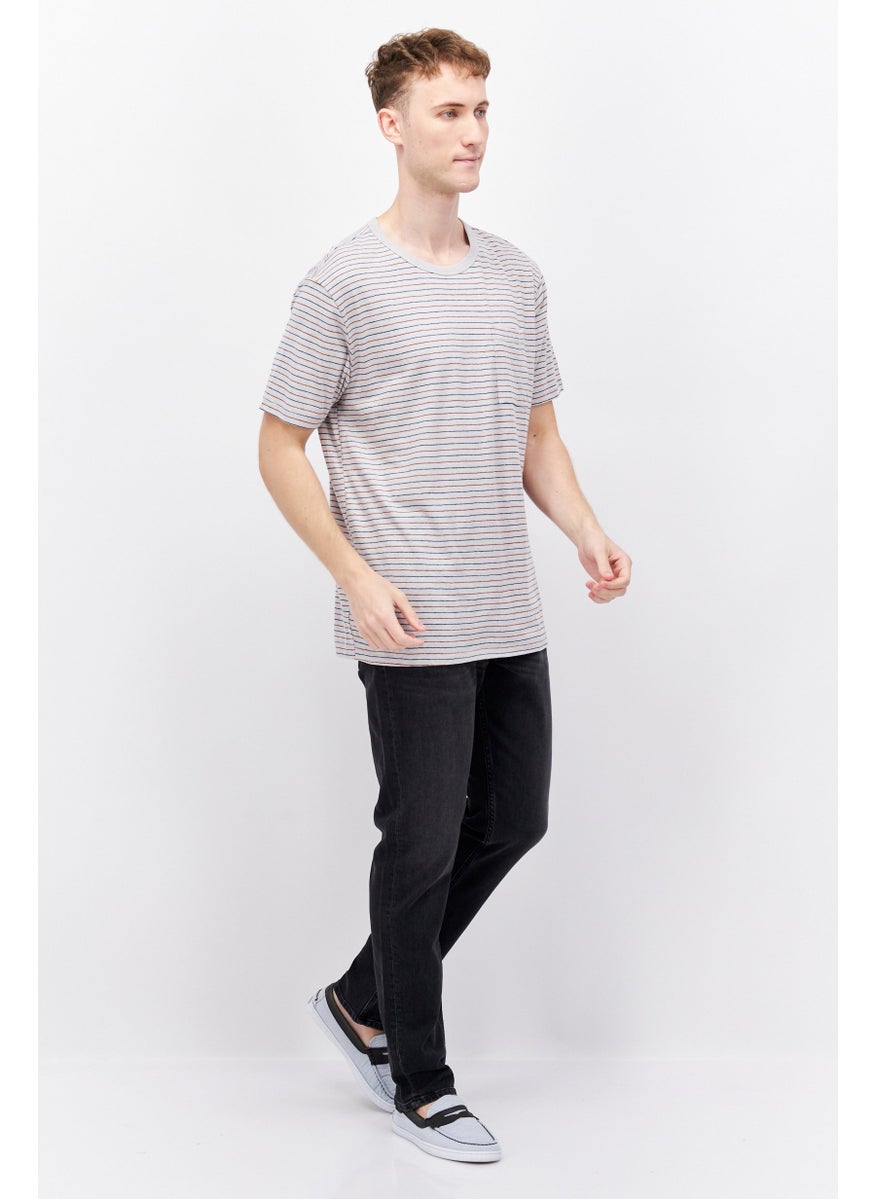 Men Round Neck Short Sleeve Stripe T-Shirts, Grey Combo - pzsku/ZD198C8B9D36E9710BD36Z/45/_/1727187676/ded0987a-0f4a-45ad-8917-39ed8b52f82b