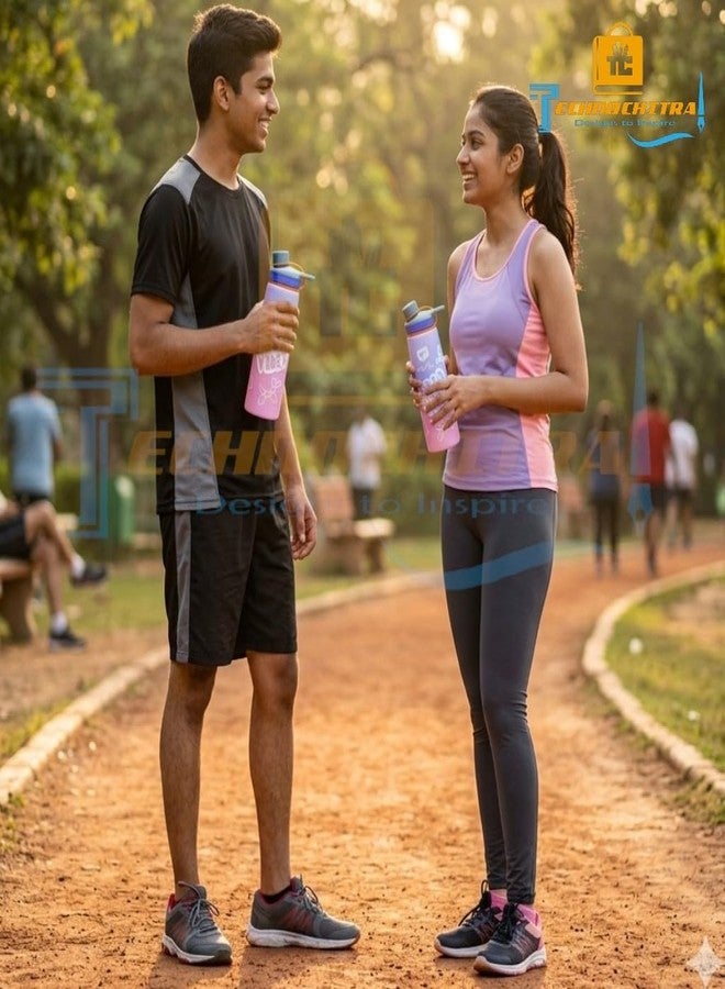 TECHNOCHITRA Stainless Steel Water Bottle 900 ml | Leakproof Metal Bottle with Handle Lid | Stylish Gradient Sports Water Bottle for Gym, School & Office | Sipper Water Bottle for Kids & Adults - Image 3
