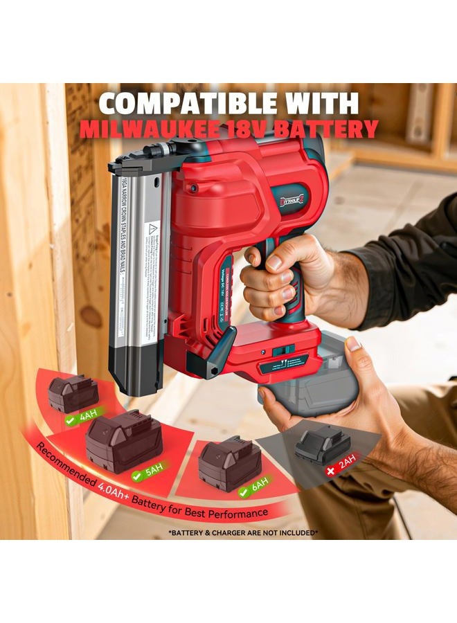 DIYtoolifz مسدس دبابيس 18GA لاسلكي 2" متوافق مع Milwaukee 18V (أداة فقط)، مسدس دبابيس/مشابك 2 في 1، بدون أدوات لعلاج الانسداد، عمق قابل للتعديل، وضعين مع 400 دبوس/مشبك لأعمال النجارة، النجارة - Image 2