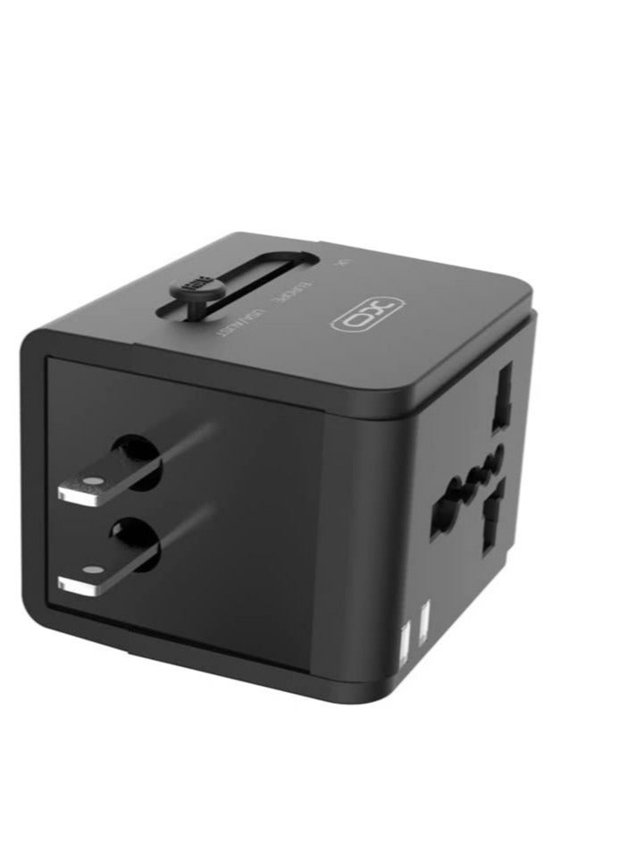 XO WL01 Dual-USB Multi-Function International Travel Adapter, 2 USB ports 1 Converter Power 1500w(Max), Smart Charging adapter with Overcurrent Protection and much more Charging Head UK/US/EU/AU - Image 4