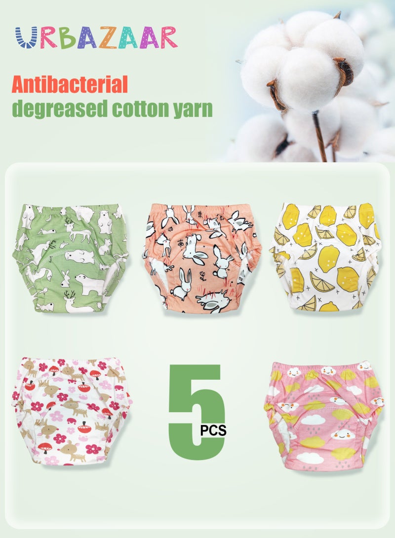 URbazaar Baby Potty Training Underwear for Boys and Girls, 5 Pack Absorbent Training Pants for Toddlers with Printed Reusable Cotton Toilet Training Pants for 12-18kg Kids (2-4 Years) - Image 2
