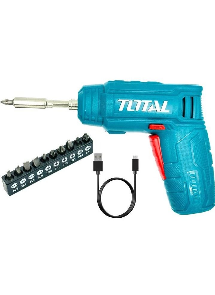 TOTAL - T0TAL TSDL10402 Cordless Screwdriver 4V Wireless Screwdriver Rechargeable 1.3Ah 4.81Wh Lithium-ion Battery - Image 1