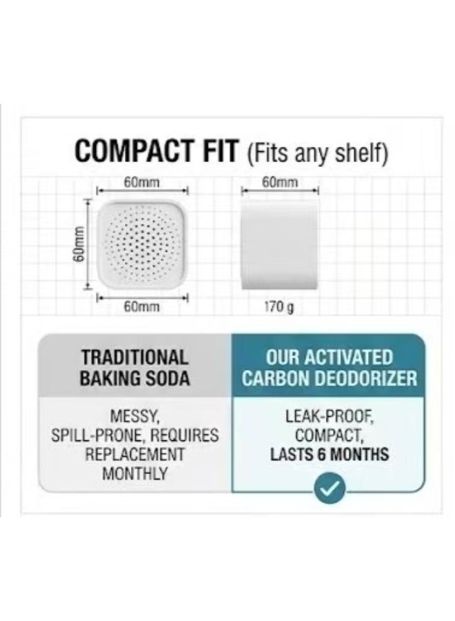 Captaintech 6-Piece Reusable Refrigerator Odor Absorber Box, Activated Charcoal Fridge Deodorizer u0026 Air Purifier Dehumidifier for Home, Kitchen, Cabinets - Image 4