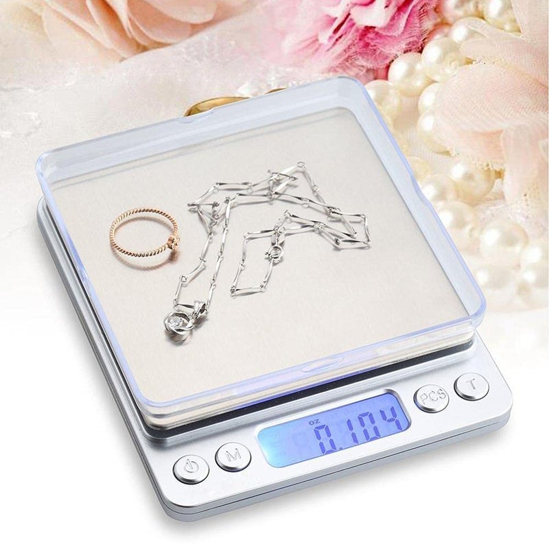 Fayby Professional Digital LCD Light Table Top Electronic Weight Scale for Kitchen and Jewelry 01 g to 500 g_Silver - Image 3