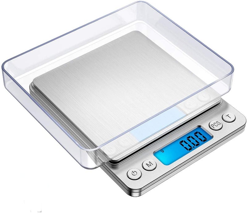 Fayby Professional Digital LCD Light Table Top Electronic Weight Scale for Kitchen and Jewelry 01 g to 500 g_Silver - Image 1