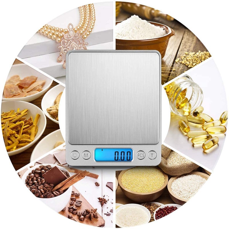 Fayby Professional Digital LCD Light Table Top Electronic Weight Scale for Kitchen and Jewelry 01 g to 500 g_Silver - Image 4