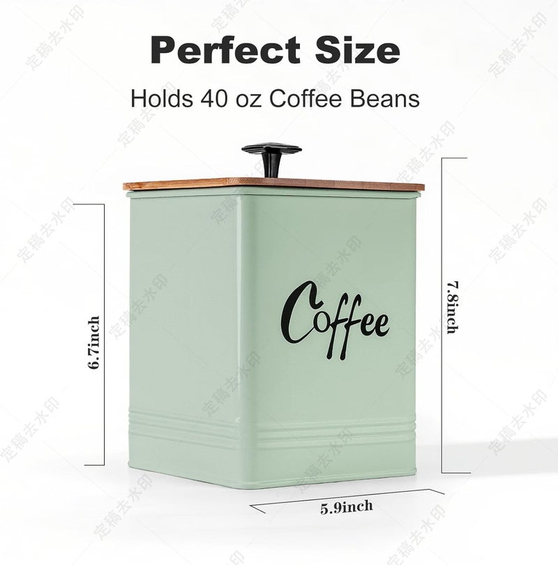 LUKMILEE Coffee Canister,Airtight 40 oz Large Iron Black Storage Container for Coffee Grounds, Beans, Pods & More,Accessories & Gifts (Saga Green) - Image 3