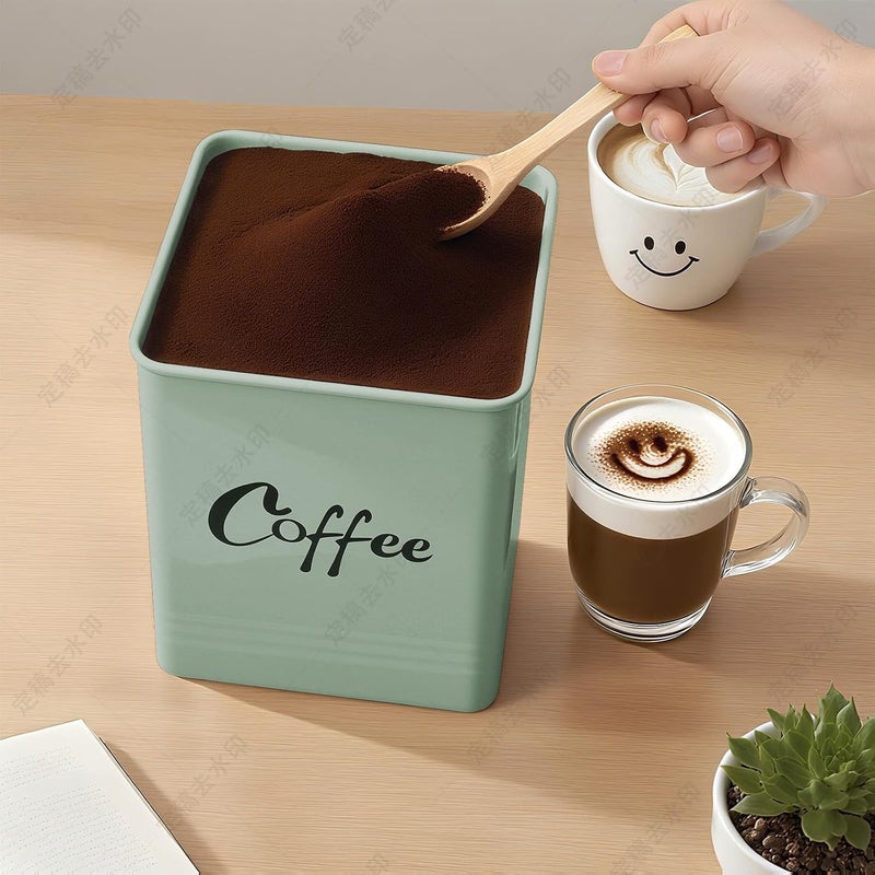 LUKMILEE Coffee Canister,Airtight 40 oz Large Iron Black Storage Container for Coffee Grounds, Beans, Pods & More,Accessories & Gifts (Saga Green) - Image 2