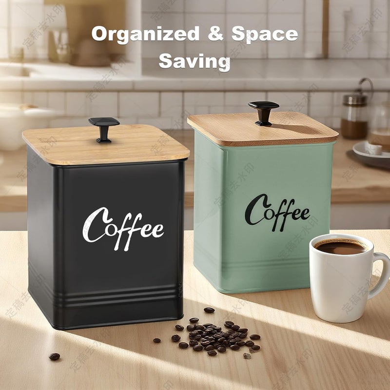 LUKMILEE Coffee Canister,Airtight 40 oz Large Iron Black Storage Container for Coffee Grounds, Beans, Pods & More,Accessories & Gifts (Saga Green) - Image 5