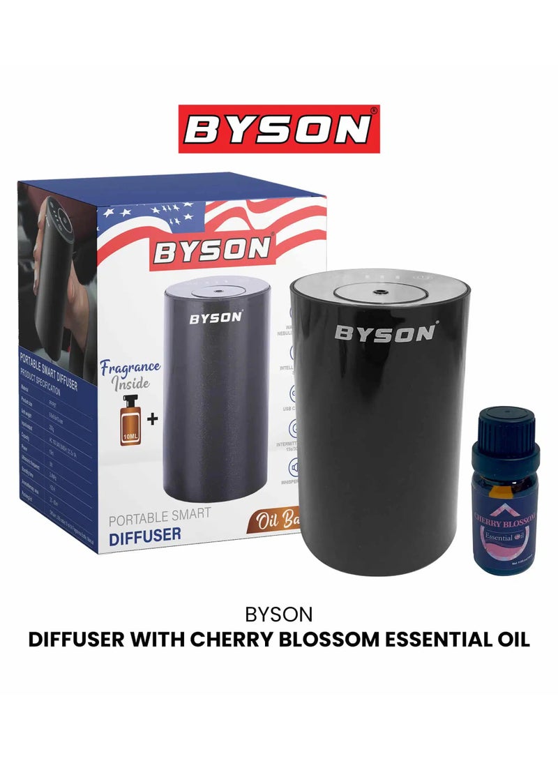 BYSON Ultrasonic Essential Oil Diffuser with Cherry Blossom Fragrance - Quiet Cool Mist Humidifier with LED Light, Auto Shut Off & Adjustable Settings for Home, Office, and Gifting (Cherry Blossom) - Image 1