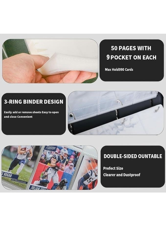 TerraLUX Trading Card Binder ，990 Pockets Card Binder，9-slot double-sided inner pages, trading card collector's booklet with detachable card sleeve; suitable for trading cards, Magic: The Gathering (MTG), TCG, sports cards, and football cards. - Image 4