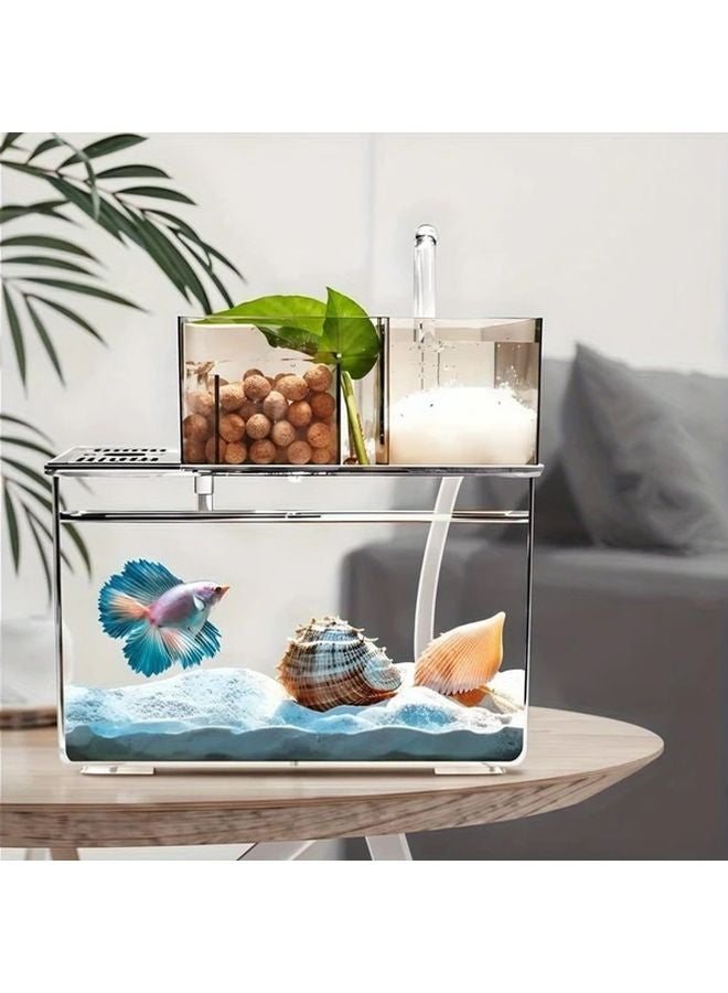 Variant Small Fish Tank With Filter Self Cleaning Betta Aquarium With Bottom Suction Silent Water Pump - Image 5