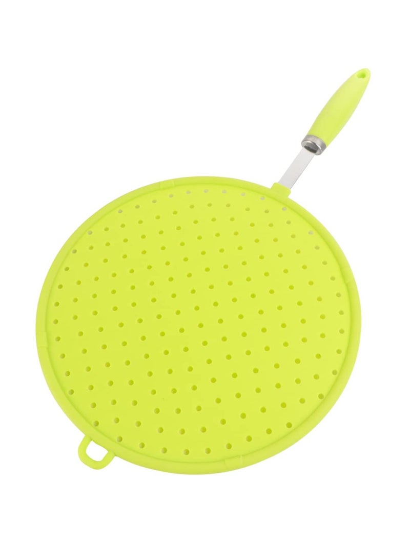 Green Stainless Steel Griddle Lid Silicone Oil Splatter Protector for Frying Pan Cooking Grease Guard Safety Cover - Image 1