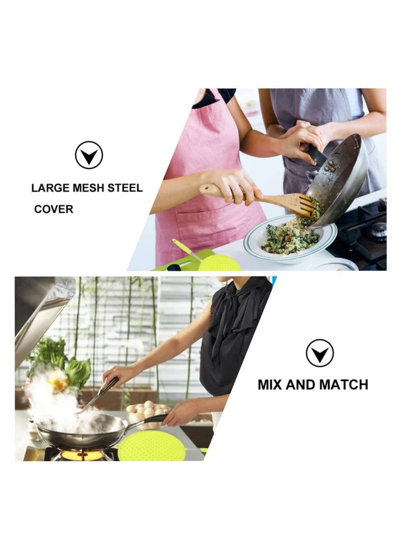 Green Stainless Steel Griddle Lid Silicone Oil Splatter Protector for Frying Pan Cooking Grease Guard Safety Cover - Image 4