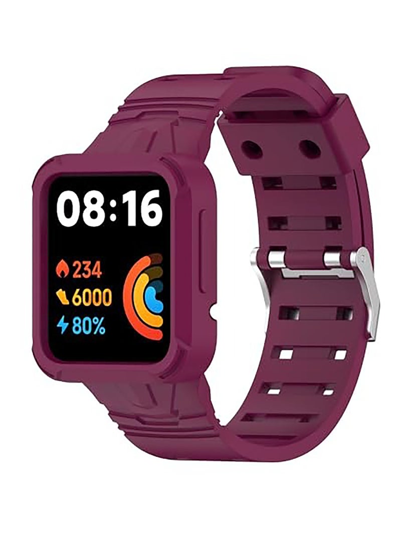 Replacement Wrist Band Compatible with Xiaomi Redmi Watch 2 Lite/Mi Watch Lite/Poco Watch/Redmi Watch 2/Horloge 2, Adjustable Soft Silicone Wrist Strap with Cover (Fuchsia) - Image 1