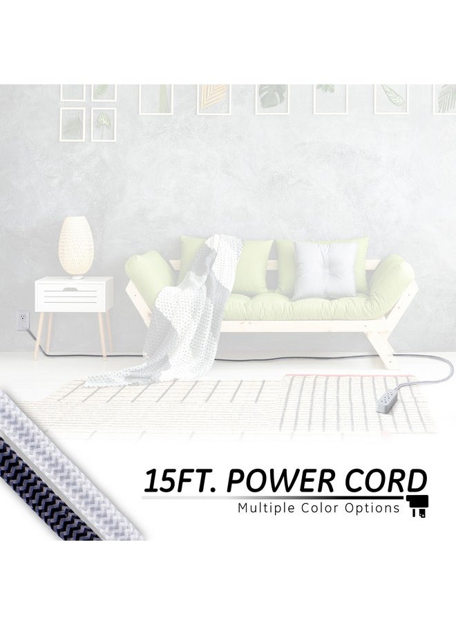 GE - GE 3-Outlet Power Strip Extension Cord with Multiple Outlets 15 Ft Braided Short Cord Extension Cord Grounded Flat Plug Extension Cord ETL Listed White 40530 - Image 1