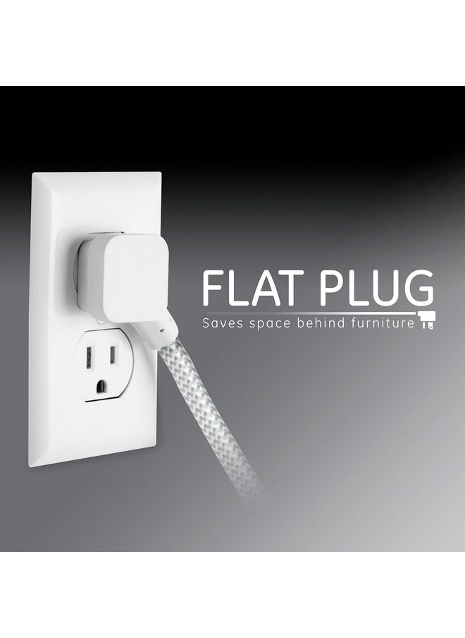 GE - GE 3-Outlet Power Strip Extension Cord with Multiple Outlets 15 Ft Braided Short Cord Extension Cord Grounded Flat Plug Extension Cord ETL Listed White 40530 - Image 1